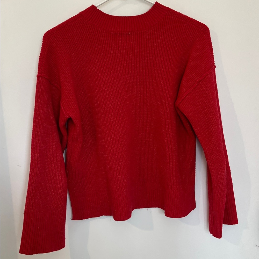 Hippie Rose Red Ribbed Crewneck Sweater